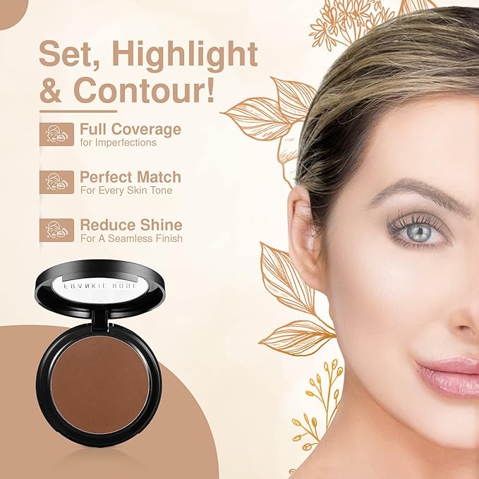 Frankie Rose Cosmetics Powder Foundation – Full Coverage Face Powder For Pores & Imperfections, Evens Out Skin Tone & Shine-Control | 58 Grams (Espresso)-VivaGrace Women