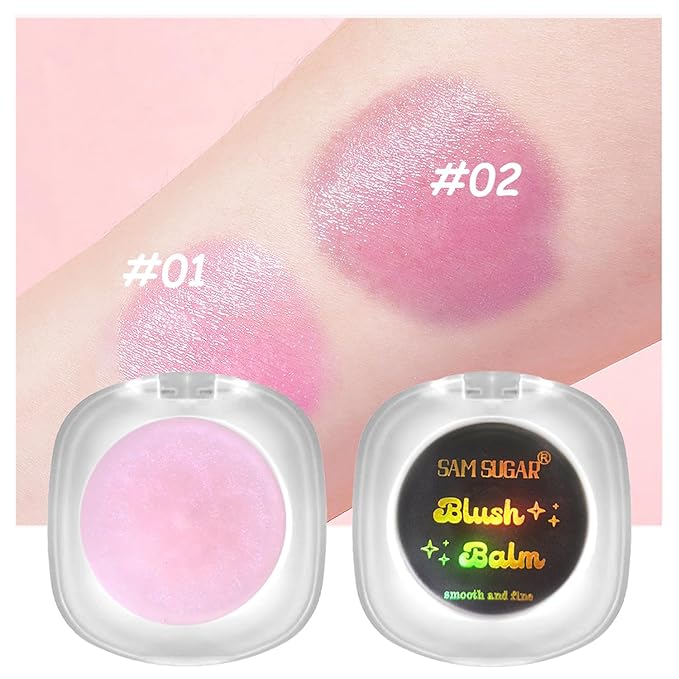 Cream Blush Makeup, Natural Pink/Black Glossy Face Blusher, Color Changing Cream Blush for Cheek and Lip Tint, Blendable Formula, Matte and Dewy Finish Lightweight Blush Makeup (Pink Glitter, One)-VivaGrace Women