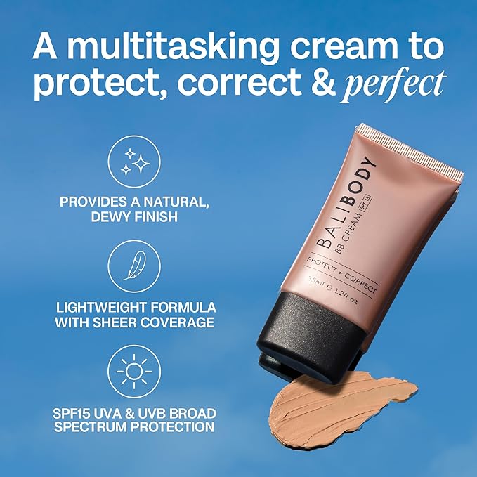 Bali Body BB Cream SPF15 - Tan Shade | Tinted Sheer Face Cream with Hyaluronic Acid & Marine Collagen | Paraben Free, For All Skin Types | Vegan, Cruelty Free Australian Made (35 ml/1.2 fl oz)-VivaGrace Women