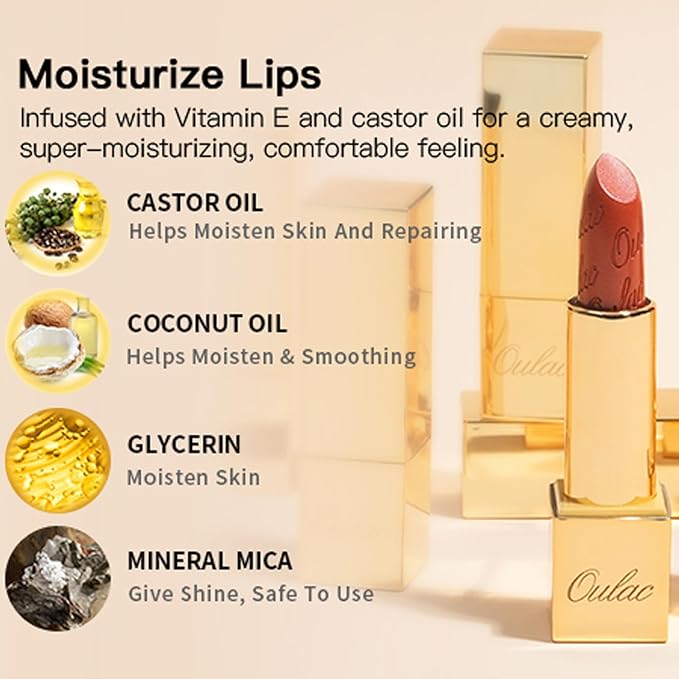 Oulac Metallic Lipstick Set 3PCS High Impact Lipcolor with Moisturizing Formula, Vegan Beauty, Full-Coverage Lip Color, Gift Lipstick for Women, 4.3g X 3PCS, 16+20+21-VivaGrace Women