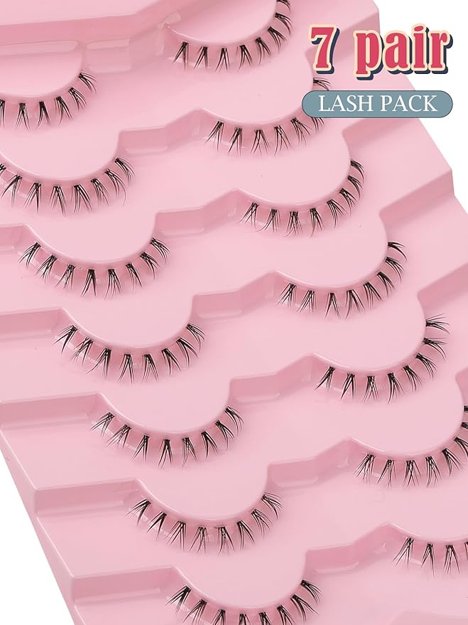 Lashes Natural Bottom Lashes 9mm Lower Strip Lashes Extention False Eyelashes Natural Look Wispy Bottom Eyelashes Fake Lashes Pack 7 Pairs-VivaGrace Women