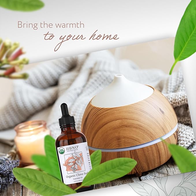 HBNO Organic Clove Bud Essential Oil - 4 oz (120ml) - USDA Certified Organic Clove Bud Essential Oil, Soap Making, DIY, Fragrances, Diffuser-VivaGrace Women
