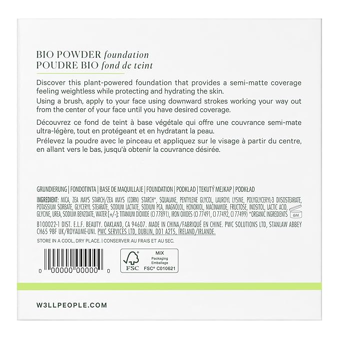 Well People Bio Powder Foundation, Lightweight & Hydrating Foundation For Perfecting & Smoothing Skin, Semi-Matte Finish, Vegan & Cruelty-free, 4N-VivaGrace Women