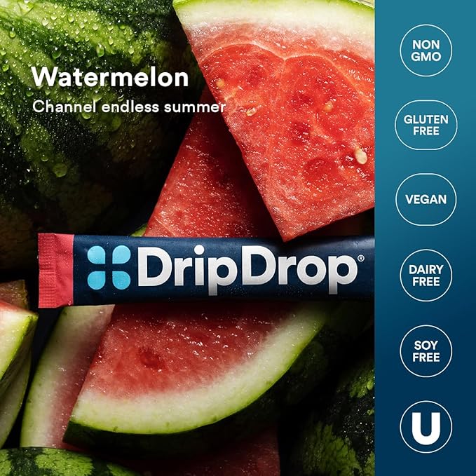 DripDrop Hydration Packets - Watermelon - Single Serve Electrolytes Powder Drink Mix - Non-GMO, Gluten Free, Vegan - 32 Sticks-VivaGrace Women