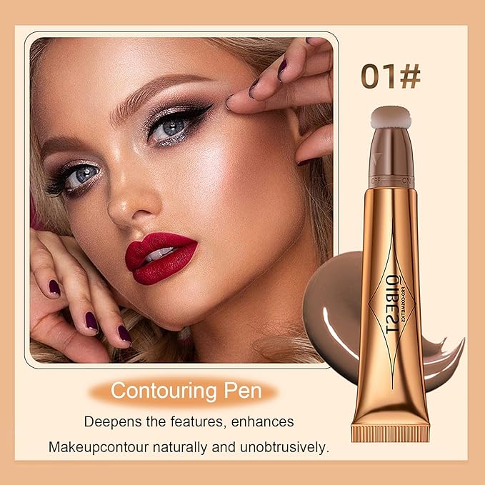 3 Pcs Beauty Wand For Liquid Contour Highlighter and Blush Rouge with Cushion Applicator Attached Easy to Blend, Lightweight Blendable Super Silky Cream Face Illuminator Makeup Stick-VivaGrace Women