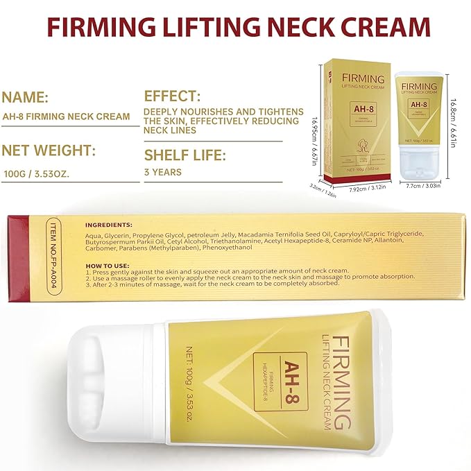 Ah8 Firming Neck Cream - Neck Creams for Tightening and Firming, Neck Cream Tightening Lifting Sagging Skin, Anti-Aging to Improve Elasticity, Lifting Cream for Women & Men, 2-Pack