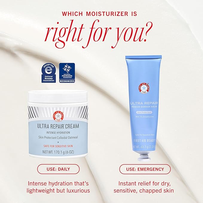 First Aid Beauty - Ultra Repair Rescue Barrier Balm, Deep Hydrating Skin Barrier Mask with 1% Dimethicone, Visible 24-Hour Relief for Dry, Cracked & Chapped Skin, Safe for Sensitive Skin, 2.25 oz