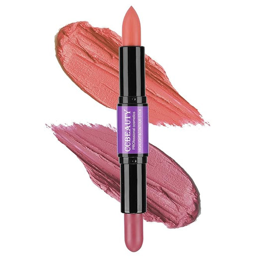 CCbeauty 2-in-1 Blush Stick for Cheeks - Cream 2 Colors Dual Blushing Makeup Stick for Cheeks, Eyes & Lips, Natural Blendable Moisturizing Long-Lasting Smooth Blushes,Peach & Muted Mauve-VivaGrace Women