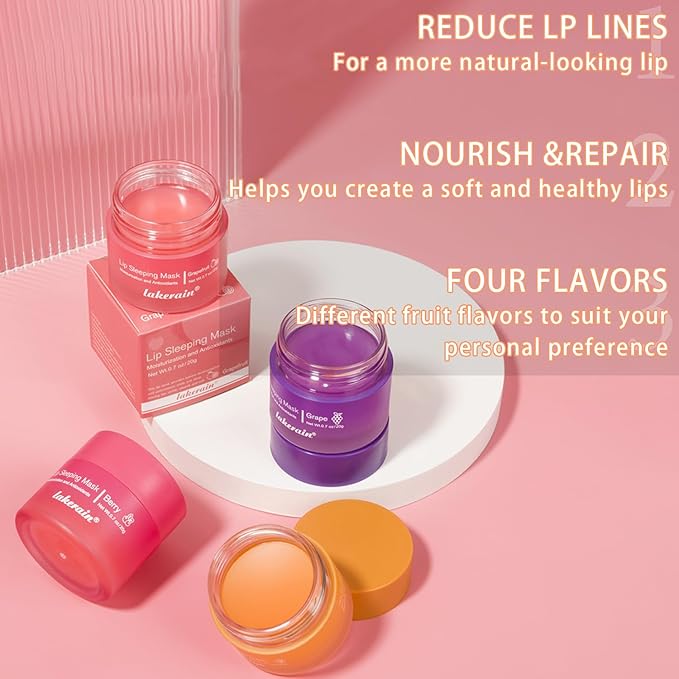 Lip Mask Overnight, Lip Sleeping Mask, lip Mask With Vitamin C, Antioxidants, Improves Dryness, Hydrating &Prevention Dry and Crack Lip Scrubs Exfoliator (peach&grapefruit)-VivaGrace Women