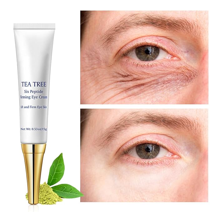 Eye Cream for Dark Circles Under Eye Cream for Puffiness and Bags Tea Tree Six Peptide Fiming Anti-Aging Eye Cream for Wrinkles Improve Fine Line Eye Repair Care,15g/0.53oz-VivaGrace Women
