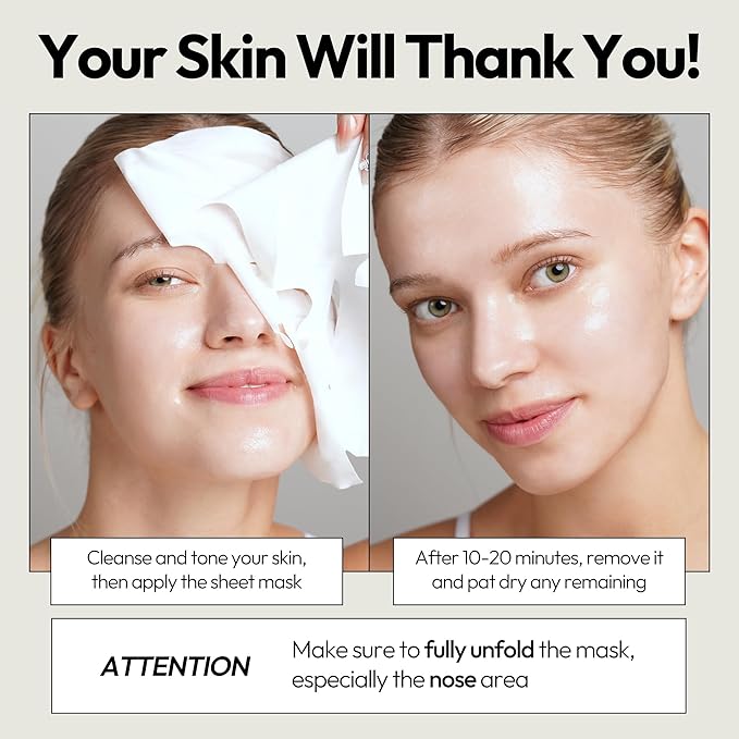 LAPCOS Milk Sheet Mask, Moisturizing Daily Face Mask to Replenish and Restore Dry Skin, Korean Beauty Favorite, 5-Pack-VivaGrace Women