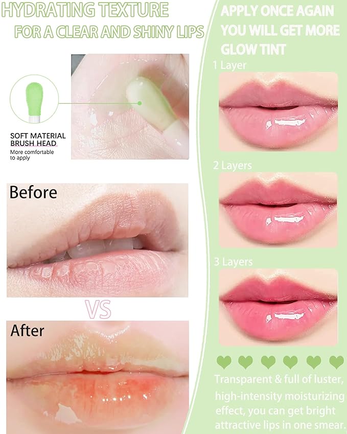 Tinted Moisturizing Lip Glow Oil,Hydrating Plumping Lip Gloss Lip Care Clear Toot Lip Oil for Dry Lip,Glow Reviver Lip Oil,Shine Lip Tint Stain Lip Care Product,Christmas Makeup Gift for Women-#016-VivaGrace Women