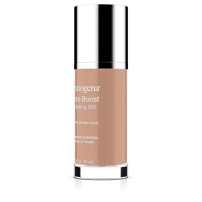 Neutrogena Hydro Boost Hydrating Tint Foundation Makeup for Dry Skin, with Hyaluronic Acid, Lightweight Oil-Free Water Gel, Non-Comedogenic, 50 Soft Beige, 1.0 fl. oz-VivaGrace Women