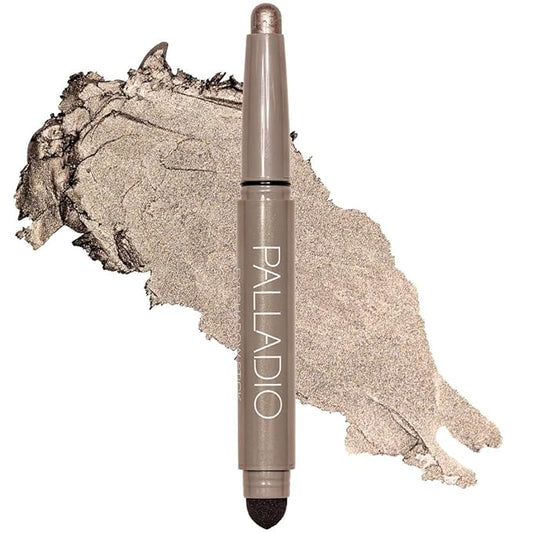 Palladio Waterproof Eyeshadow Stick with Blending Sponge, Long Lasting & Effortless Application, Smudge Free & Crease Proof Formula, Matte & Shimmer Shades, Buildable Eye Shadow (Taupe Shimmer)-VivaGrace Women