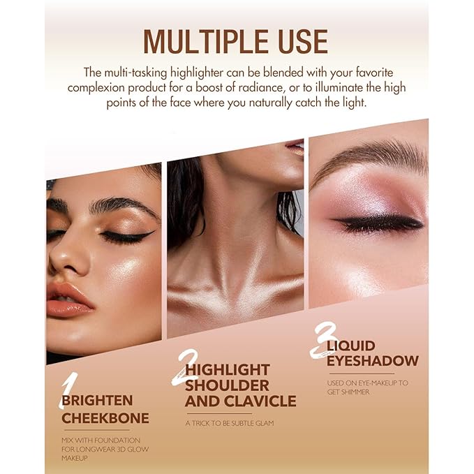 Blush Stick, Cream Blush Stick for Cheeks & Lips, Blendable Long-Lasting Multi-Use Contour Stick & Highlighter Makeup (#6 HIGHLIGHT)-VivaGrace Women