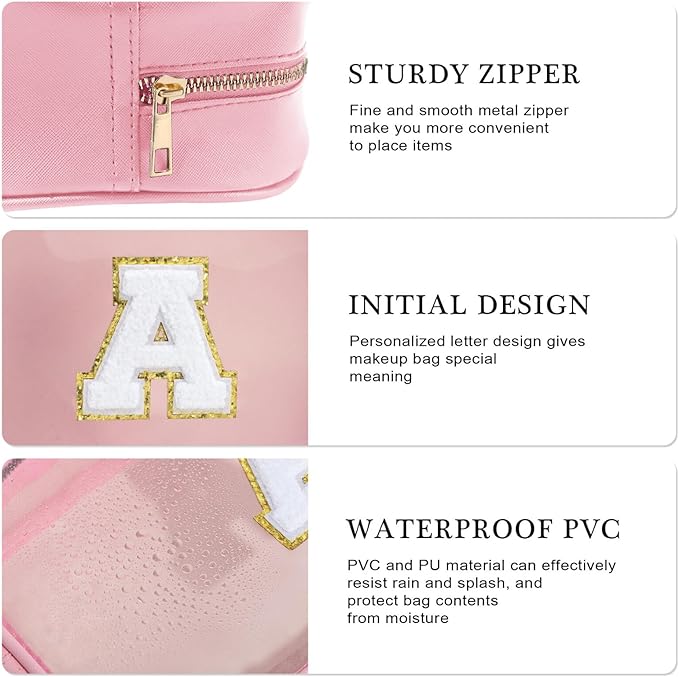 YOOLIFE Birthday Gifts Clear Makeup Bag Cosmetic Bag Pink Preppy Stuff Travel Accessories Makeup Pouch Birthday Gift for 4 5 6 7 8 9 10 11 12 Year Old Girls Graduation Teacher Gift K-VivaGrace Women