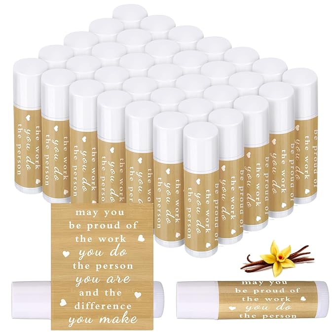 Demissle Thank You Gifts for Coworker Lip Balm Bulk Set Inspirational Appreciation Gifts Leaving Farewell Gifts Vanilla Ingredients Lips Care Products for Friends Teacher Worker Employee (48 Pcs)-VivaGrace Women