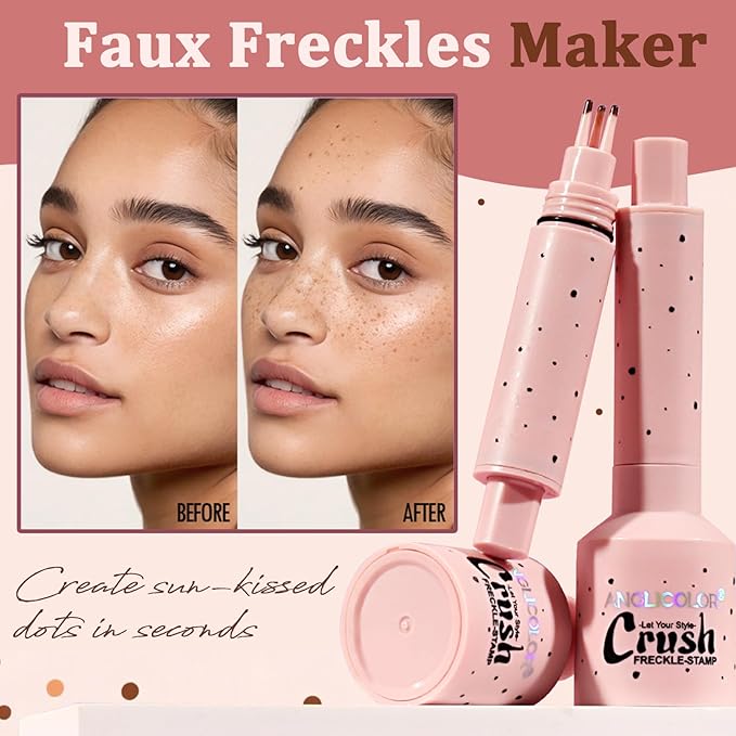 Faux Freckle Stamp, Freckle Pen Waterproof – Faux Freckles Maker for Natural Sun-Kissed Look, Quick-Dry & Long-Lasting, Easy One-Press Application, Cute & Trendy Gift for Women & Girls - 03 Deep-VivaGrace Women