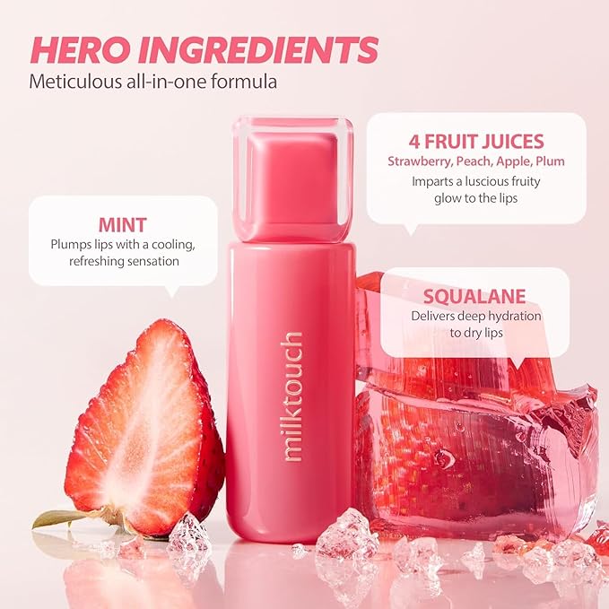 MILKTOUCH Jelly Fit Lip Tint (04 Mute-Ficial Plum) with Cooling Plumping Effect and Water-Based Non-Sticky Texture | Long Lasting Korean Beauty Lipstain Tinted Gloss Oil Brown K Makeup-VivaGrace Women