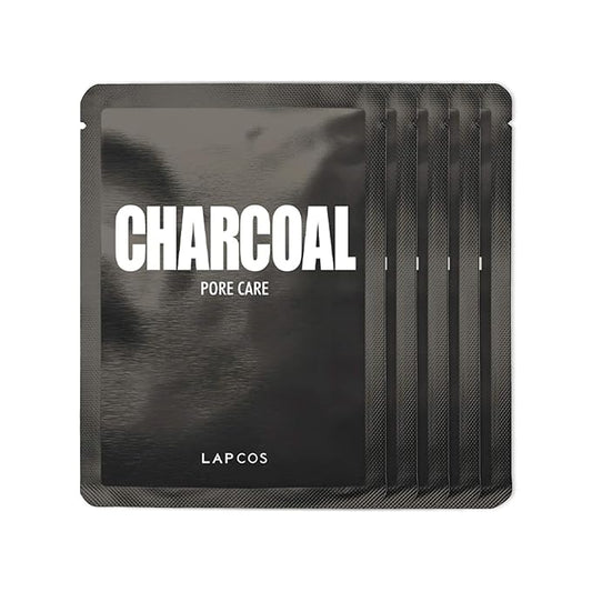 LAPCOS Charcoal Sheet Mask, Daily Face Mask with Salicylic Acid and Tea Tree Oil to Detoxify and Tighten Skin, Korean Beauty Favorite, 5-Pack-VivaGrace Women