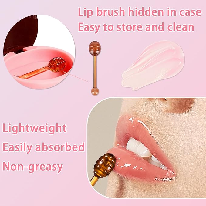 3 Pcs Bee Lip Balm Honey Pot, Cherry Watermelon Apple Lip Mask Overnight, Moisturizing Lip Sleeping Mask, Hydrate Repair Prevent Dry Cracked Lip Exfoliator Lip Care (Cherry+Watermelon+Apple Lime)-VivaGrace Women