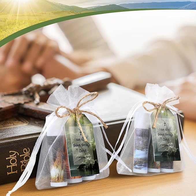 50 Sets Lip Balms Christian Gifts for Women Religious Scripture Bible Verse Inspirational Motivational Small Thank You Gifts for Church Sunday School Vanilla Flavor-VivaGrace Women