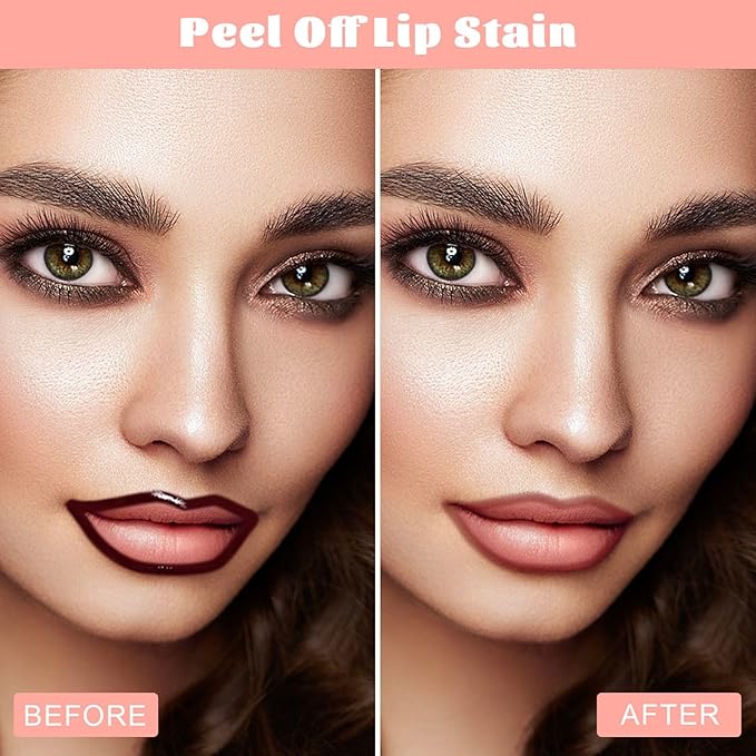 Peel Off Lip Liner Stain - Long Lasting Natural Lip Stain Transfer-proof Lip Liner, Moisturizing Waterproof Lip Gloss Stain, Highly Pigmented Color for All Skin, Ideal Gifts for Women (Coffee)-VivaGrace Women