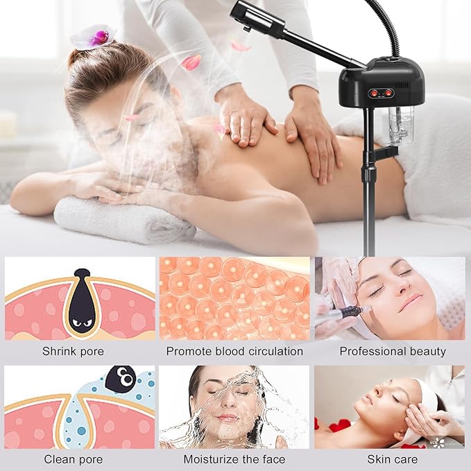 Winado 2 in 1 Facial Steamer with 5X Magnification Light, Deep Cleaning for Personal Skin Care, Beautician Steamer Professional Humidifier Facial Spa Mist Steam for Home & Beauty Salon, Black-VivaGrace Women