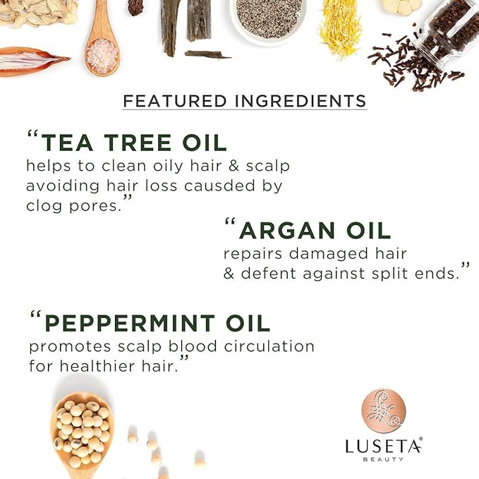 Luseta Shampoo and Conditioner Set with Tea Tree and Argan Oil for Oily Hair Clarifying, Fighting Dandruff Sulfate Paraben Free for Men and Women 2x16.9oz-VivaGrace Women