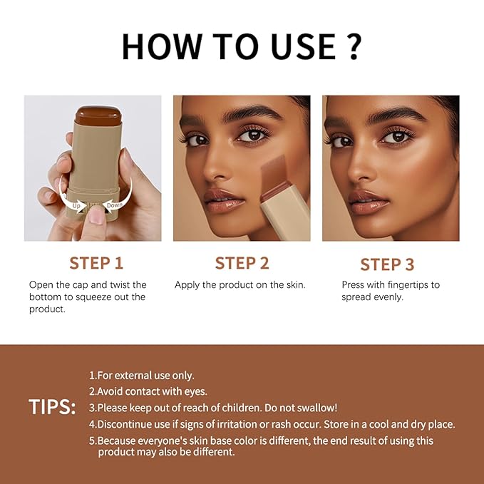 Beauty Balm Serum Boosted Skin Tint – Hydrating Tinted Moisturizer, Lightweight Solid Tinted Foundation Stick for Flawless, Sheer to Medium Coverage, Radiant & Dewy Finish, All-Day Wear (5#, 1)-VivaGrace Women