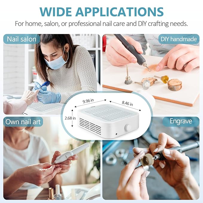 LIONVISON Nail Dust Collector For Salons: Manicure Pedicure Tool for Beginners DIY Nail Tech - Reusable Filter Fan Dust Suction Machine For Home-VivaGrace Women