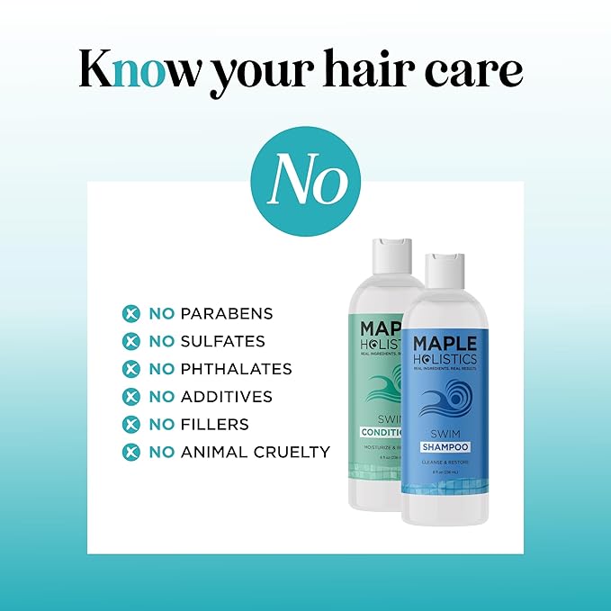 After Swim Shampoo and Conditioner Set - Chlorine Shampoo and Conditioner for Swimmers with Tea Tree and Rosemary Oil - Clarifying Shampoo for Hard Water Chlorine and Saltwater with Replenishing Oils-VivaGrace Women