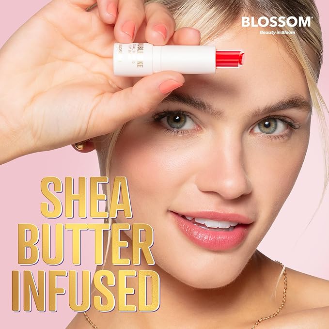 Blossom Double Take Flower Shaped Dual Tinted Moisturizing Lip Balm with Shea Butter, 0.13oz/3.6g, Cherry Red-VivaGrace Women