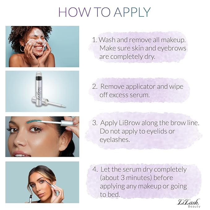 LiBrow Purified Eyebrow Physician-Formulated Serum for Fuller & Thicker Looking Eyebrows | Natural Eyebrow Enhancer Safe for Sensitive Skin | 90-Day Supply (3ml)-VivaGrace Women