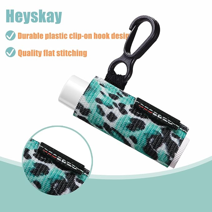5pcs Lip Balm Holder Keychain Lipstick Sleeves Chapstick Lip Gloss Holder Keychain Elastic Sleeves for Men Women(Wave/Flower/Leo)-VivaGrace Women