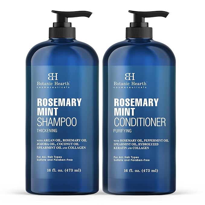 Botanic Hearth Rosemary Mint Shampoo and Conditioner Set, Thickening Formula, Promotes Hair Growth and Scalp Health Sulfate Free & Paraben Free, for Men & Women | 16 fl oz each-VivaGrace Women