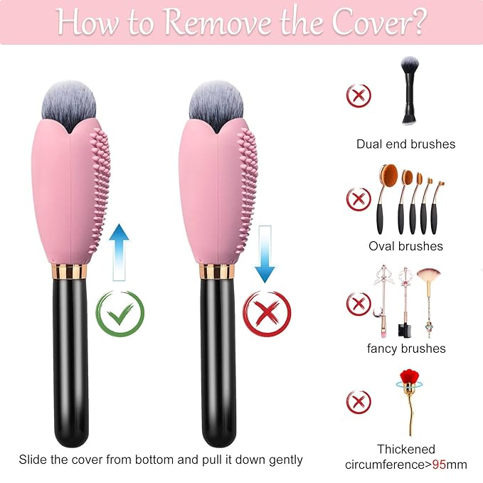 Silicone Travel Make-up Brush Holder with Cleaner Mat Pad, Organizer Case Covers for Foundation Eye Lip Brushes Storage Cleaning, Gift for Women Girl-friend Mother Wife, 5-Pcs Large + 7 Small, Blue-VivaGrace Women