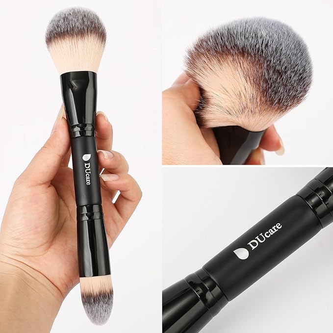 DUcare Powder Brush Foundation Brushes Double Ended Blush Setting Brush for Rounded Taperd Liquid, Cream, Powder,Blending, Buffing-VivaGrace Women