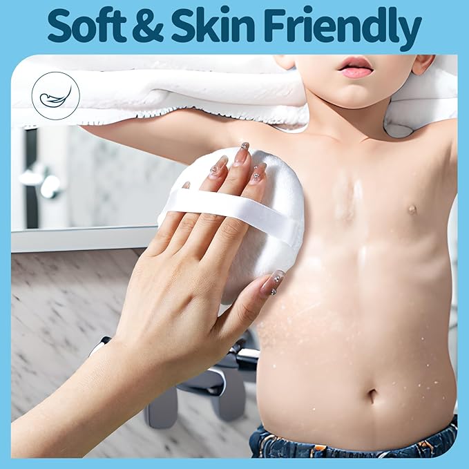 Teenitor 2pcs Powder Puff, 4.13 Inch Powder Puff for Body Powder, Body Powder Puff Large Powder Puff Loose Powder Puffs Soft Velour Body Powder Puff and Container White-VivaGrace Women