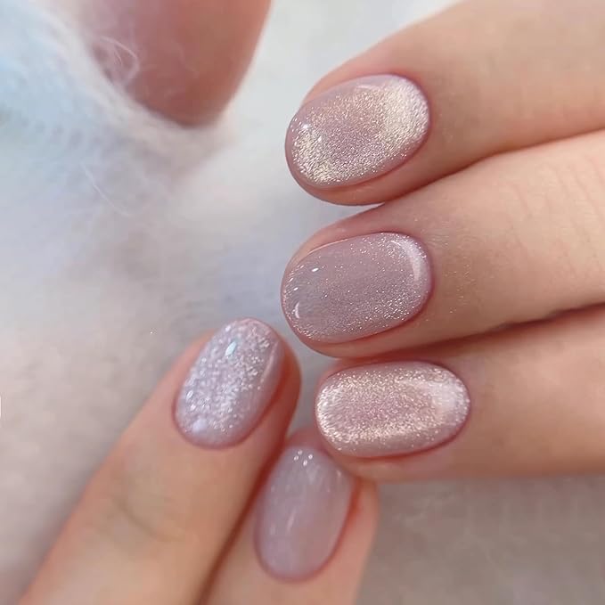 Press On Nails Squoval - Mauve Gray Velvet Fake Nails Short Full Cover Acrylic Glue on Nails in 12 Sizes - 24 Piece Nail Kit,Natural Fit for Women & Girls Daily Wear