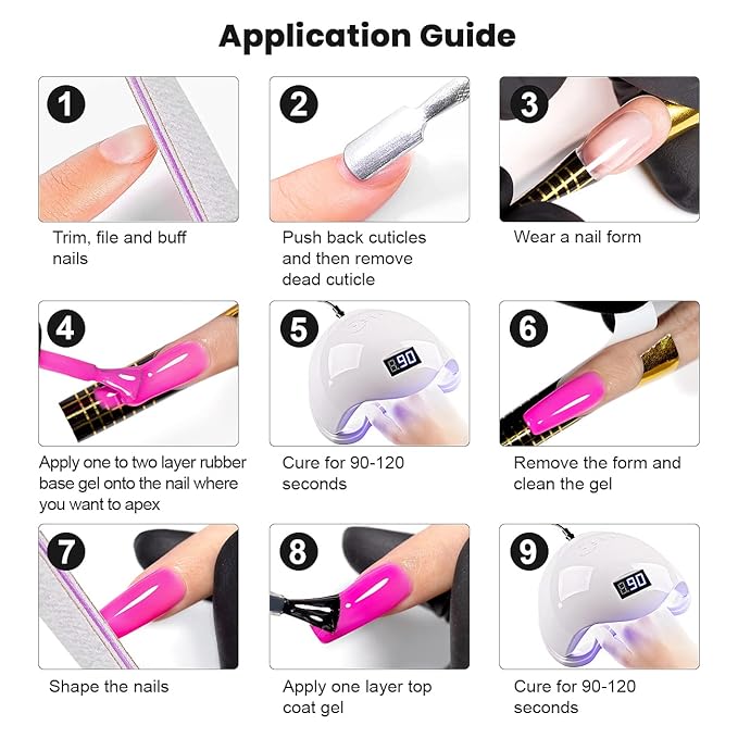 RARJSM Rubber Base Gel for Nails,Neon Gel Nail Polish Set,Neon Orange Green Blue Purple Yellow Rose Red Builder Base Gel in a Bottle ExtensionGel Bright Summer Colors LED UV Cured Home Salon DIY-VivaGrace Women