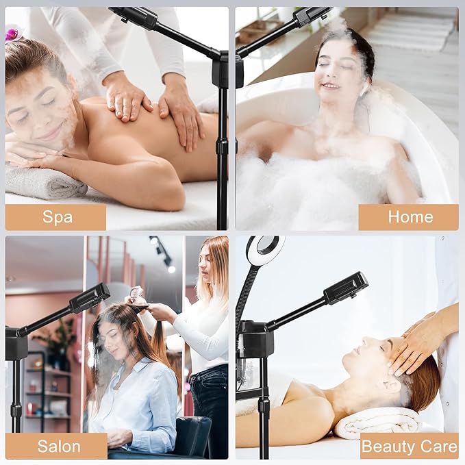 Winado 2 in 1 Professional Facial Steamer with 5X Magnification Lamp & Touch Screen, Esthetician Steamer Humidifier Face Spa Mist Steam for Home Beauty Salon, Personal Skin Care Deep Cleaning, Black-VivaGrace Women