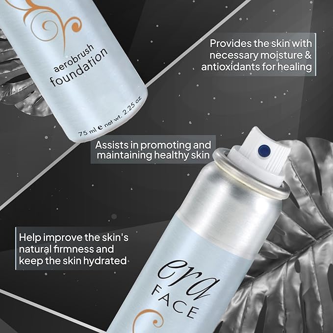 ERA Face spray makeup (R8 Amber, 2.25 oz) - airbrush foundation, everyday, buildable, professional spray on cosmetics by Era Beauty-VivaGrace Women