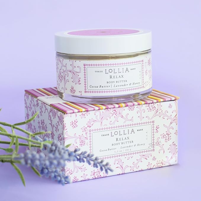 LOLLIA Relax Body Butter, 5.5 oz. - Lavender & Honey Fragrance - Shea Butter & Cocoa Butter, Body Lotion for Women, Hydrating & Smooth Body Moisturizer-VivaGrace Women
