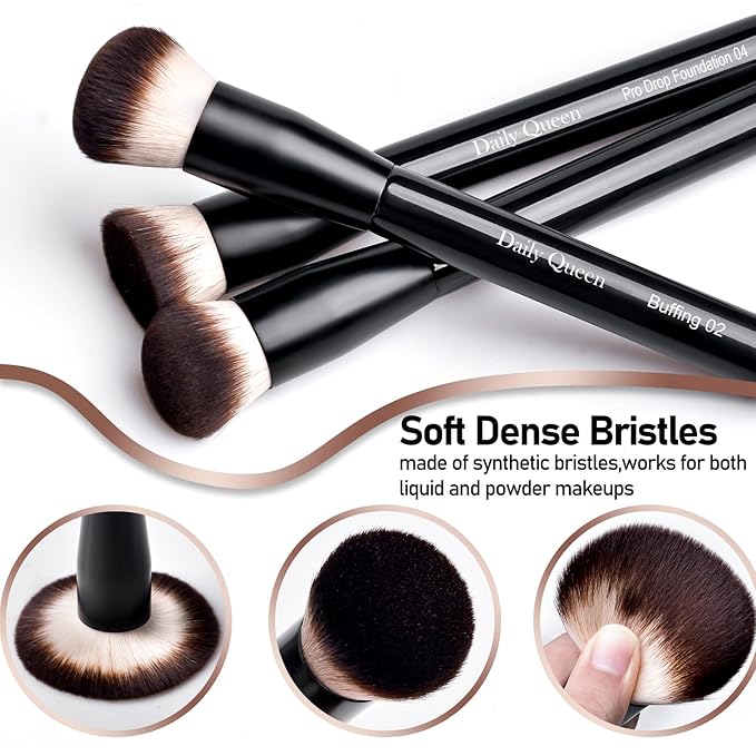 25 pcs Makeup Brush Set Holder Black Professional Kabuki Powder Concealers Eye shadows Blush Eyeliner Eyebrow Contour Eye blending Brushes (25pcs brush with box)-VivaGrace Women