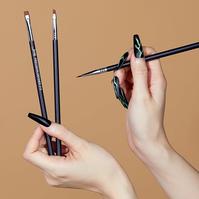 Jessup Eyeliner Brush Set, 3pcs Pro Precision Eyeliner Brushes Fine Point Angled Thin Gel Liquid Flat Winged Eye Liner Brush, Black T346-VivaGrace Women