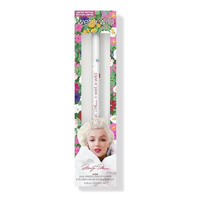 wet n wild Marilyn Monroe Collection Icon Dual-Ended Liquid Eyeliner, Intense Black Pigment with Precision Brush & Bold Felt Tips, Glossy Finish, Smudge-Resistant, Cruelty-Free