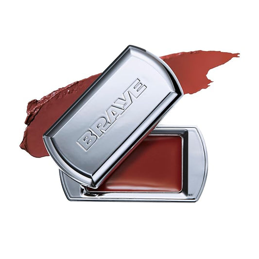 BRAYE Lipsleek Lip Balm, Monochromatic Cream Blush 2-in-1 Face Makeup, Hydrating & Mood Buildable, Vegan + Cruelty-Free Glow for Cheeks l 08 Roughly-VivaGrace Women