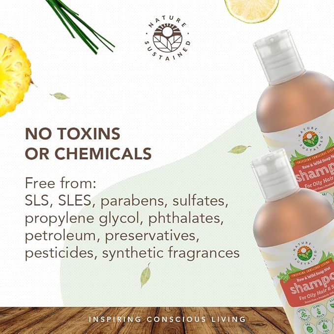 Natural Shampoo for Oily Hair & Scalp - Organic, Raw & Wildcrafted with Probiotics, Hypoallergenic & Sulfate Free Herbal Shampoo for Oil Control, Dandruff, Seborrheic Dermatitis - Gallon, Original-VivaGrace Women