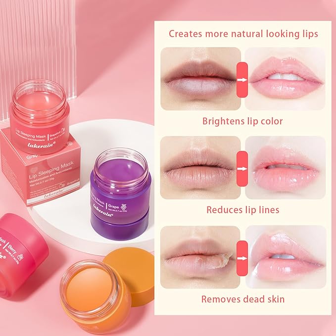 2 Pcs Lip Sleeping Mask, Lip Mask Overnight Hydrate Repair Sleeping Lip Mask, Moisturizing Lip Balm Lip Care Anti Dry Cracked Lip Cream, Lip Scrubs Exfoliator Reduce Lip Lines-VivaGrace Women